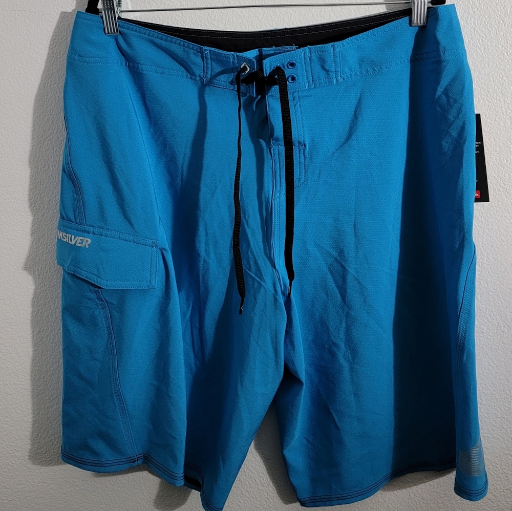 Quiksilver Kaimana Surf Board Shorts Blue Men's 36 Swim Trunks Stretch Diamond